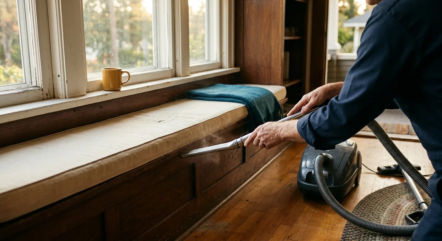 Hardwood floor being vacuumed in a historic bungalow home in Orange, CA