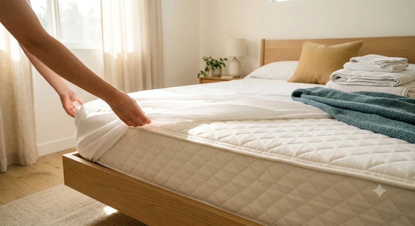 Bedroom mattress being deep cleaned in a home in Irvine, CA
