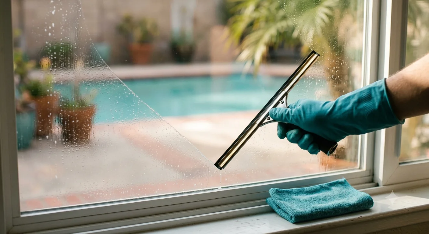 Streak-free glass window after a professional window cleaning in Irvine, CA